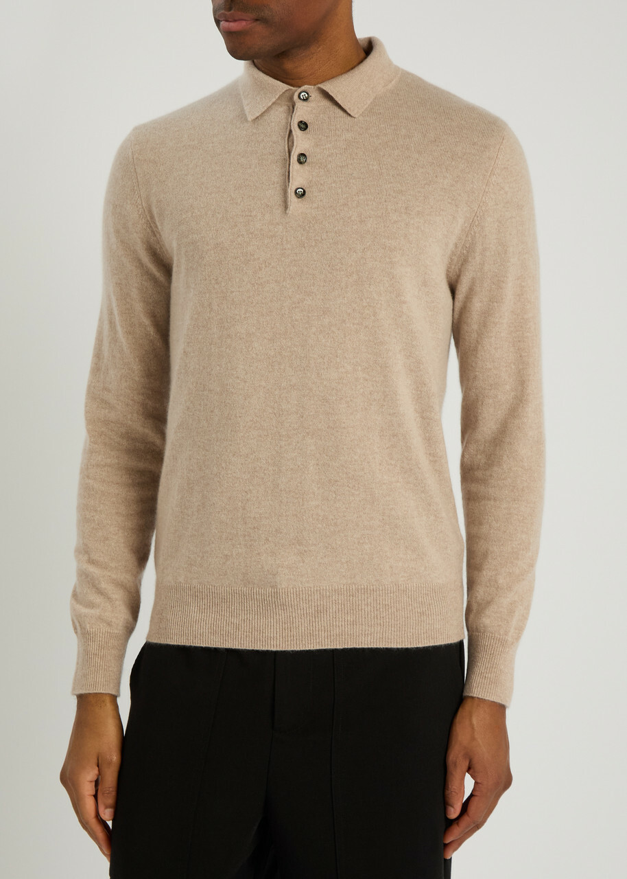 Allude Cashmere Polo Jumper Beige