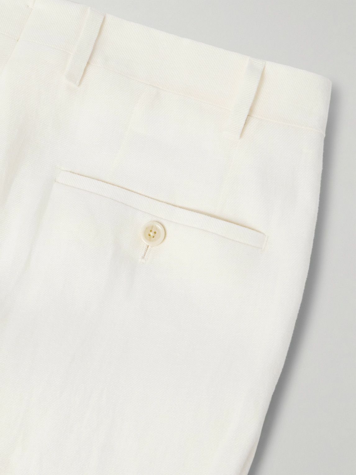 Lardini - Soho Tapered Pleated Linen-Twill Trousers - White
