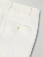 Lardini - Soho Tapered Pleated Linen-Twill Trousers - White