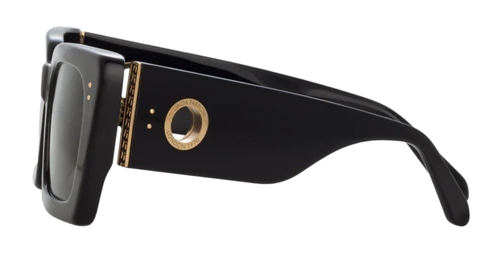 Linda Farrow Nieve - Black / Yellow Gold Sunglasses