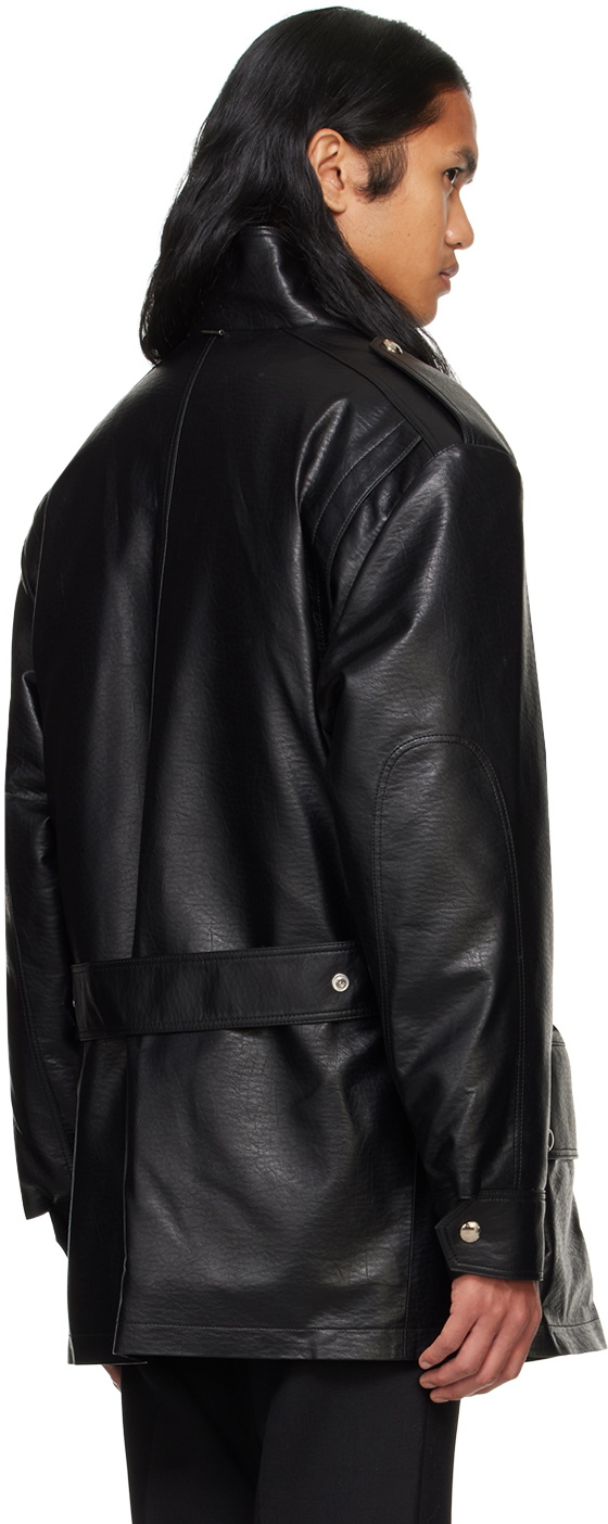 System Black Safari Faux-Leather Jacket