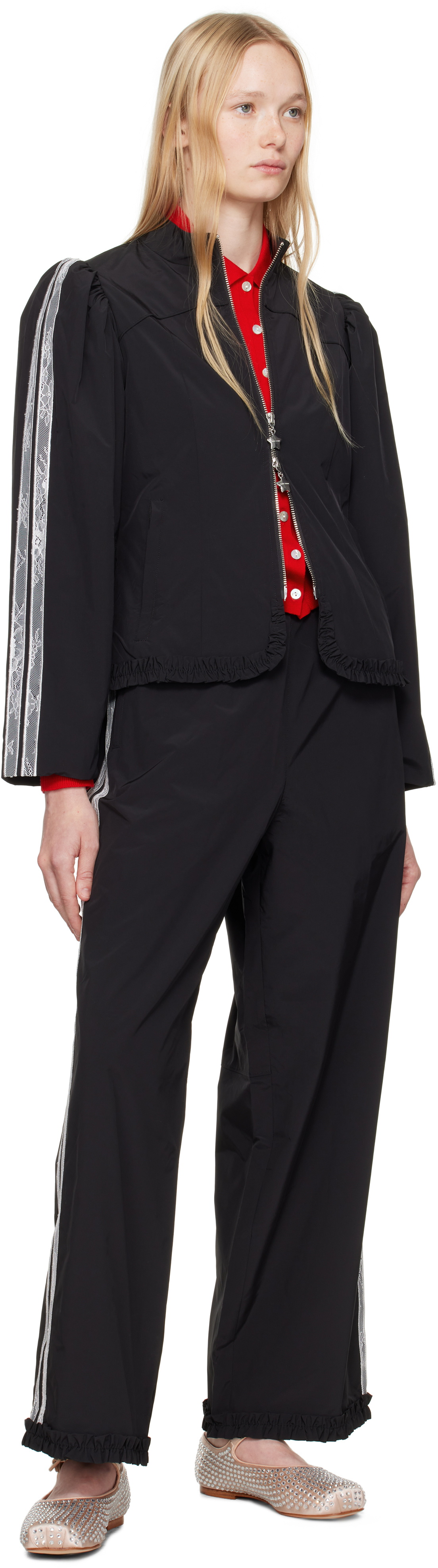 Sandy Liang Black Anja Track Pants