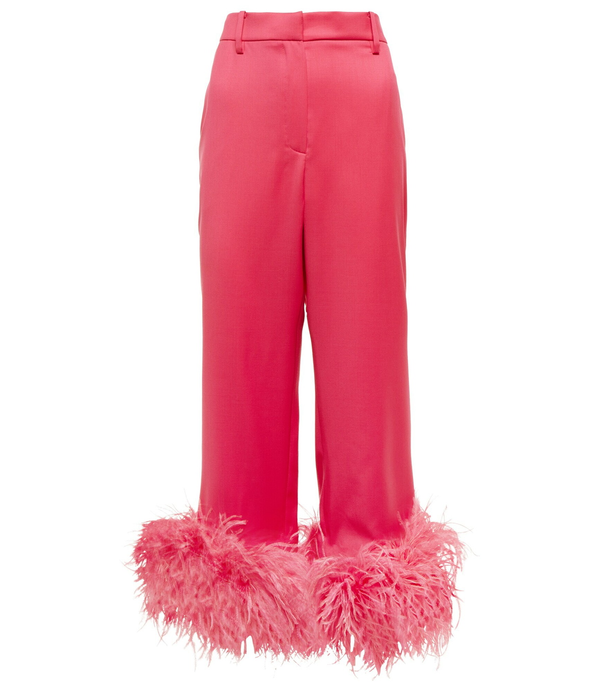 Magda Butrym - Feather-trimmed twill straight pants Magda Butrym