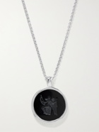 TOM WOOD - Sterling Silver Engraved Onyx Pendant Necklace - Silver