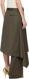 Bottega Veneta Khaki Wool Subtle Stripe Skirt Trousers