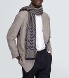 Giorgio Armani Logo chevron wool and cashmere-blend scarf