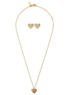 Coach Heart Stud Earrings and Necklace set - Crystal - One Size