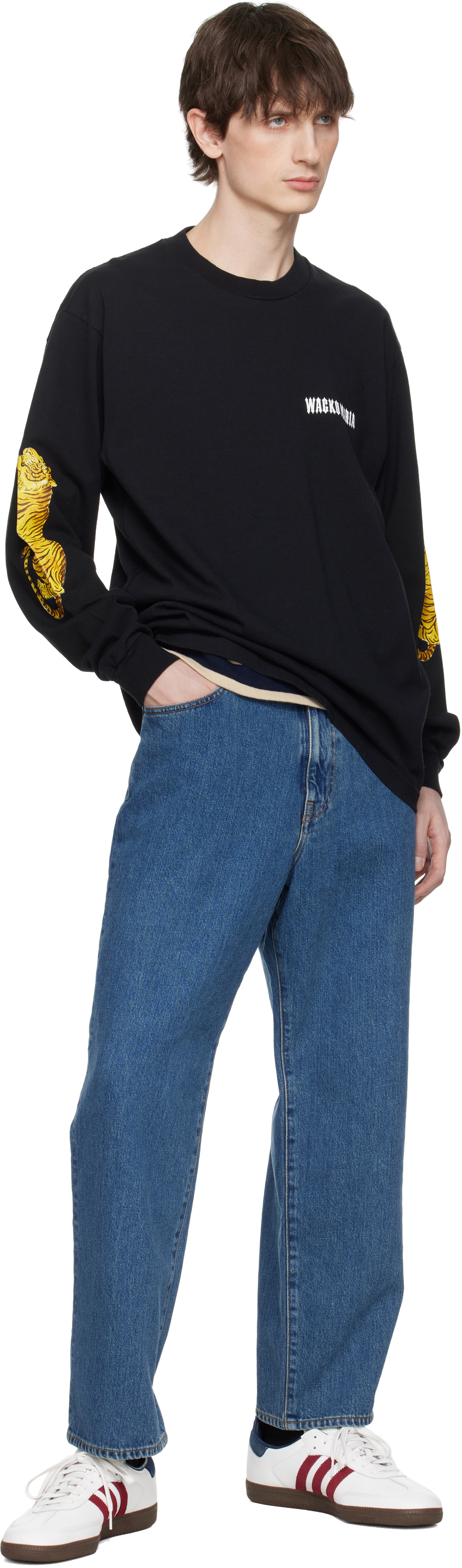 WACKO MARIA Black Washed Crew Neck Longsleeve T-shirt