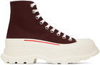 Alexander McQueen Burgundy Tread Slick Sneakers