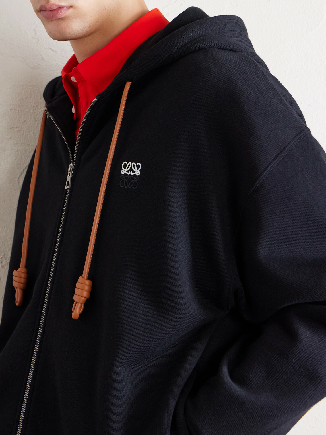 LOEWE - Anagram-Embroidered Cotton-Jersey Zip-Up Hoodie - Black