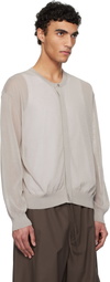 AMOMENTO Gray Sheer Round Cardigan