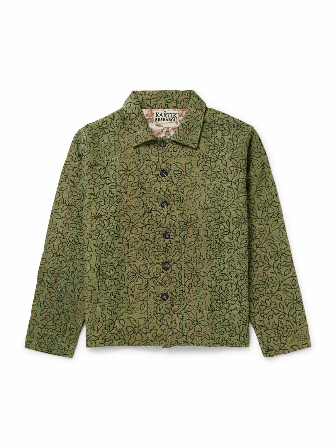 ジャケット・アウター Kartik Research Printed Cotton Jacket Kartik Research - Embroidered Printed Cotton Jacket - Green Kartik