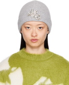 Erdem Gray Crystal-Cut Beanie
