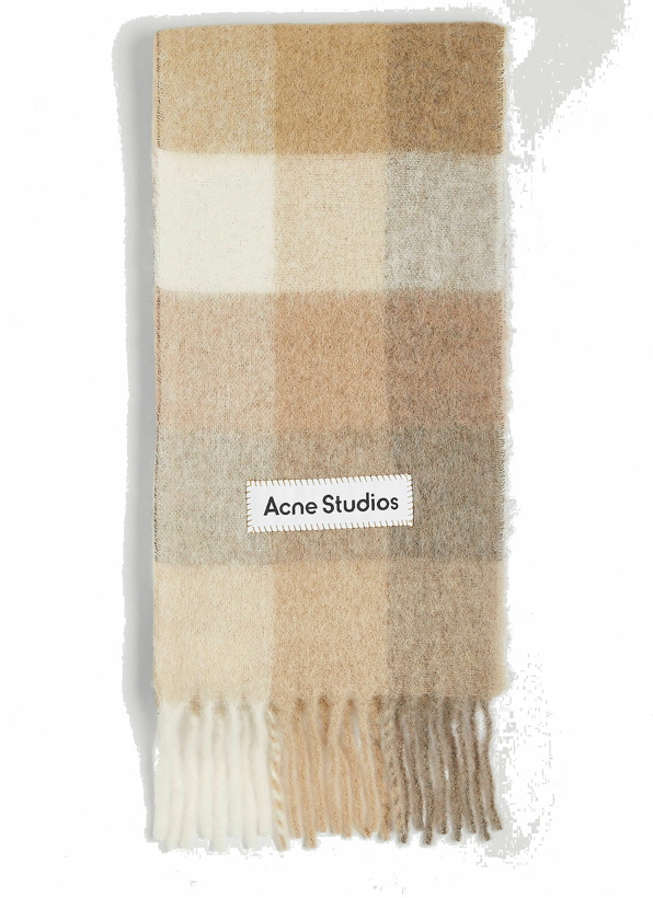 Photo: Acne Studios - Check Logo Patch Scarf in Beige