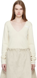 MM6 Maison Margiela Off-White V-Neck Wool Sweater