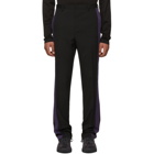 Lanvin Black and Purple Wool Band Trousers