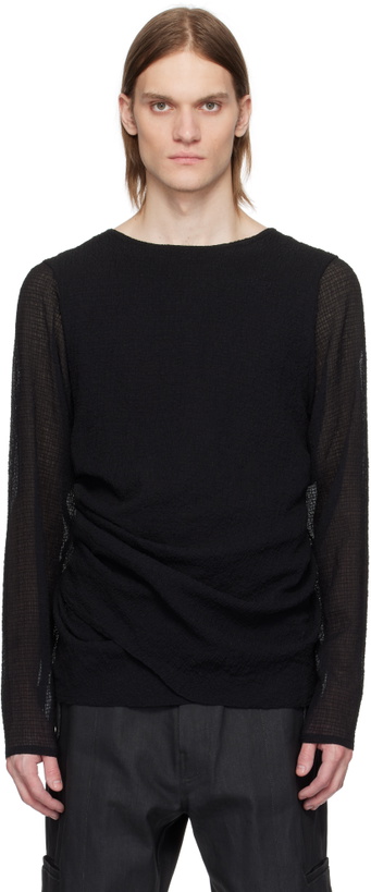 Photo: Omar Afridi Black Draped Long Sleeve T-shirt