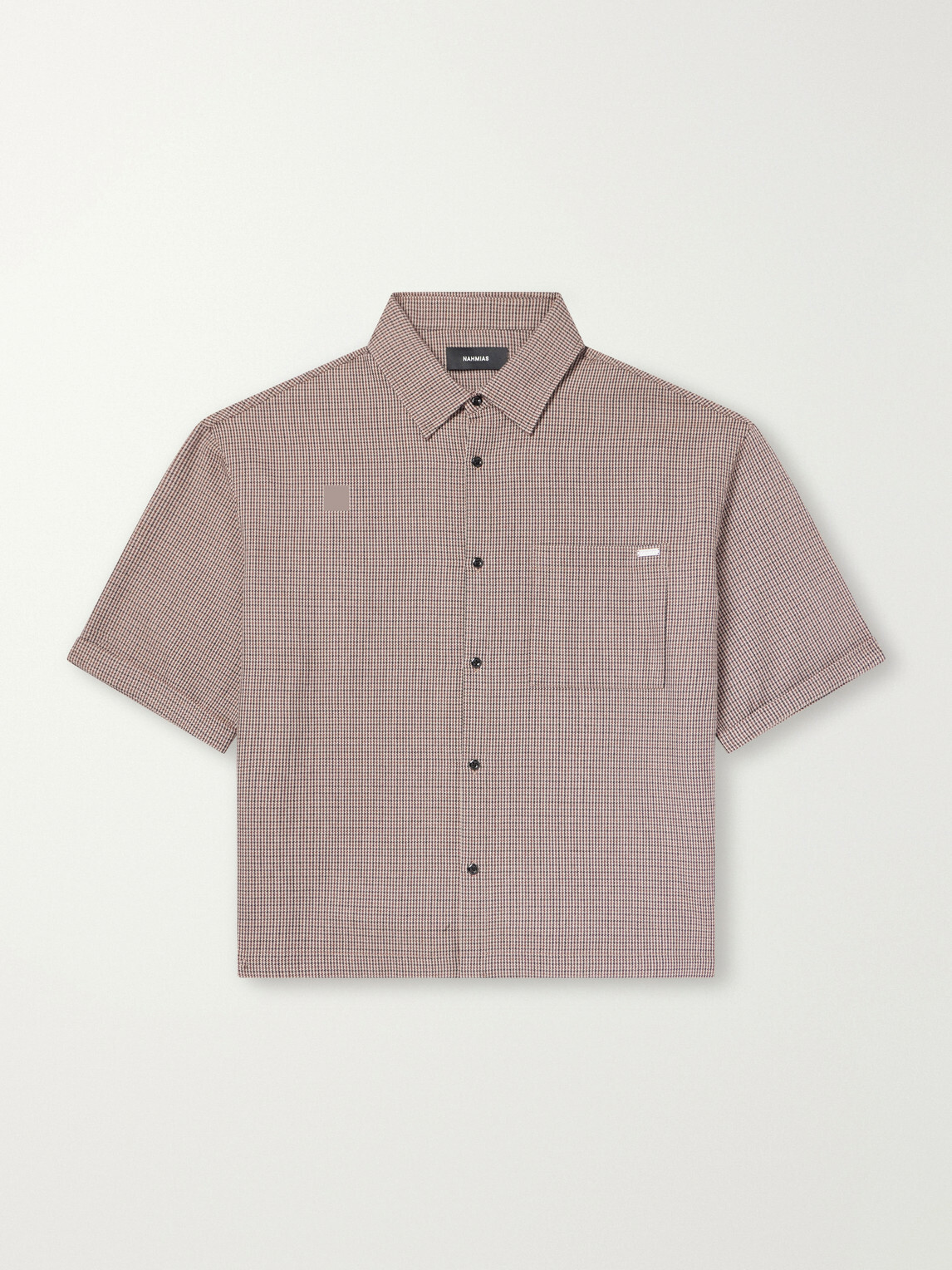 NAHMIAS - Houndstooth Wool-Blend Twill Shirt - Brown