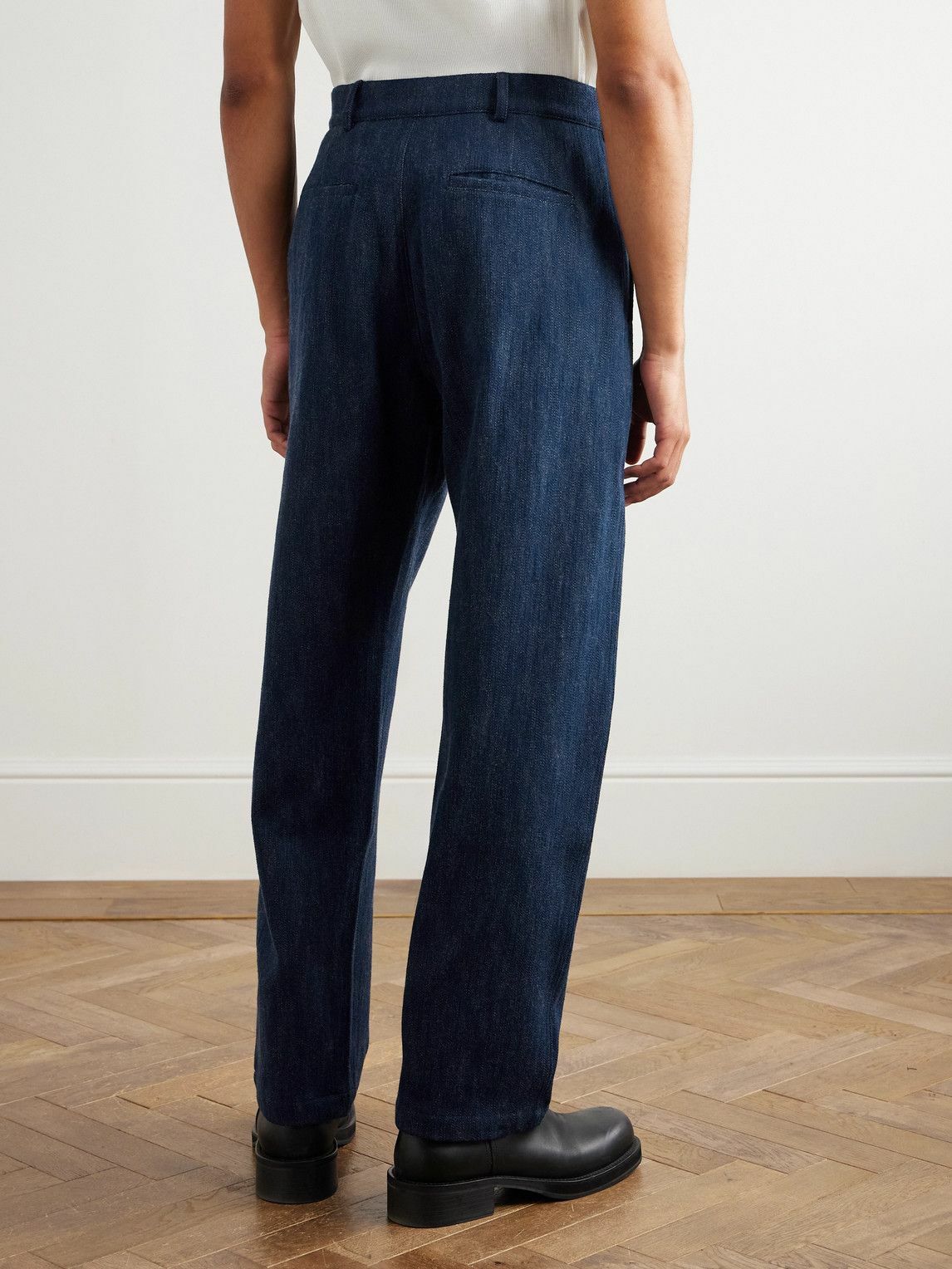 De Bonne Facture - Balloon Tapered Cotton and Virgin Wool-Blend Trousers - Blue