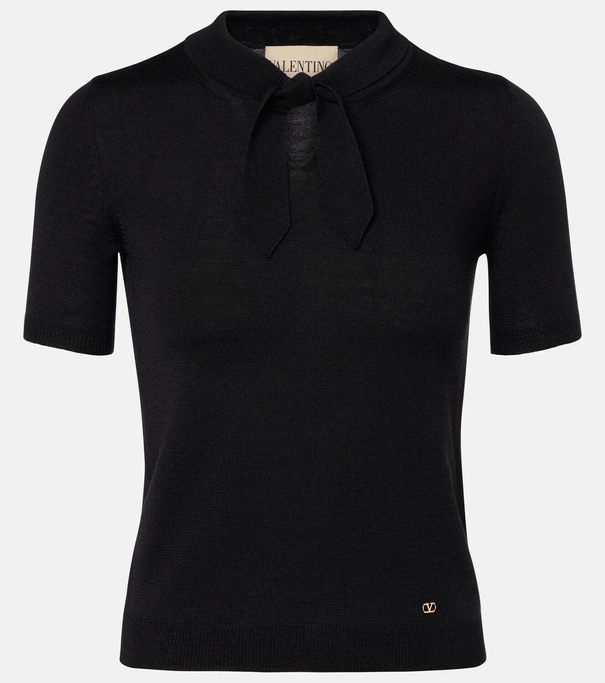 Valentino VLogo tie-neck wool-blend top