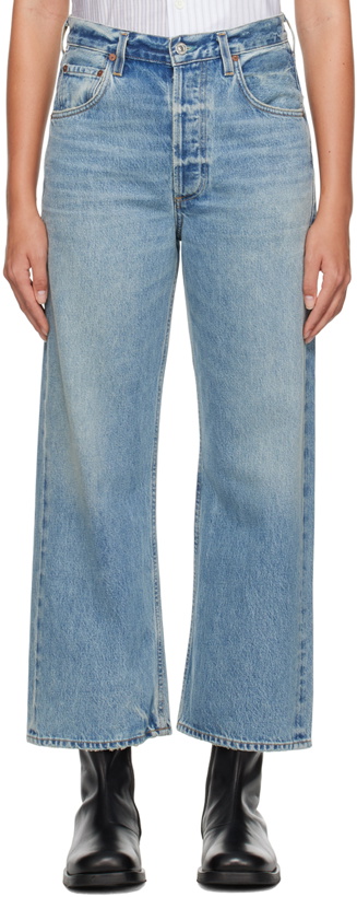 Photo: Citizens of Humanity Blue Wide-Leg Jeans