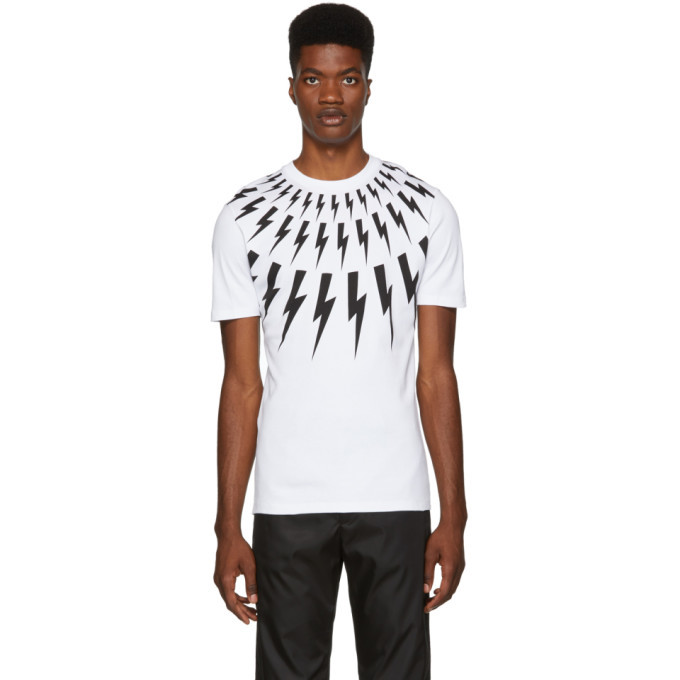 Photo: Neil Barrett White Multi Lightning Bolt Logo T-Shirt