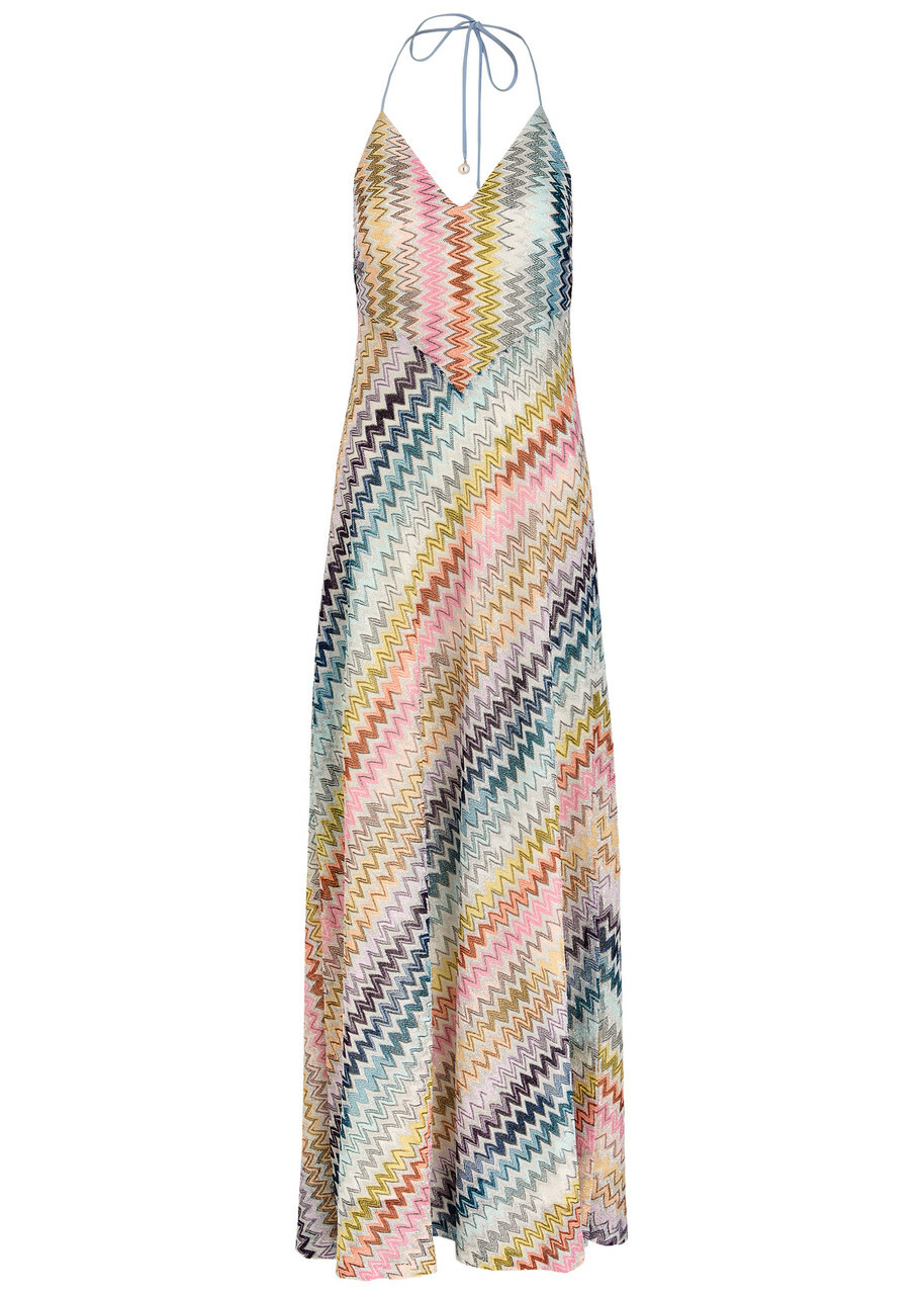 Missoni Zigzag-intarsia Metallic-knit Maxi Dress Multicoloured Missoni