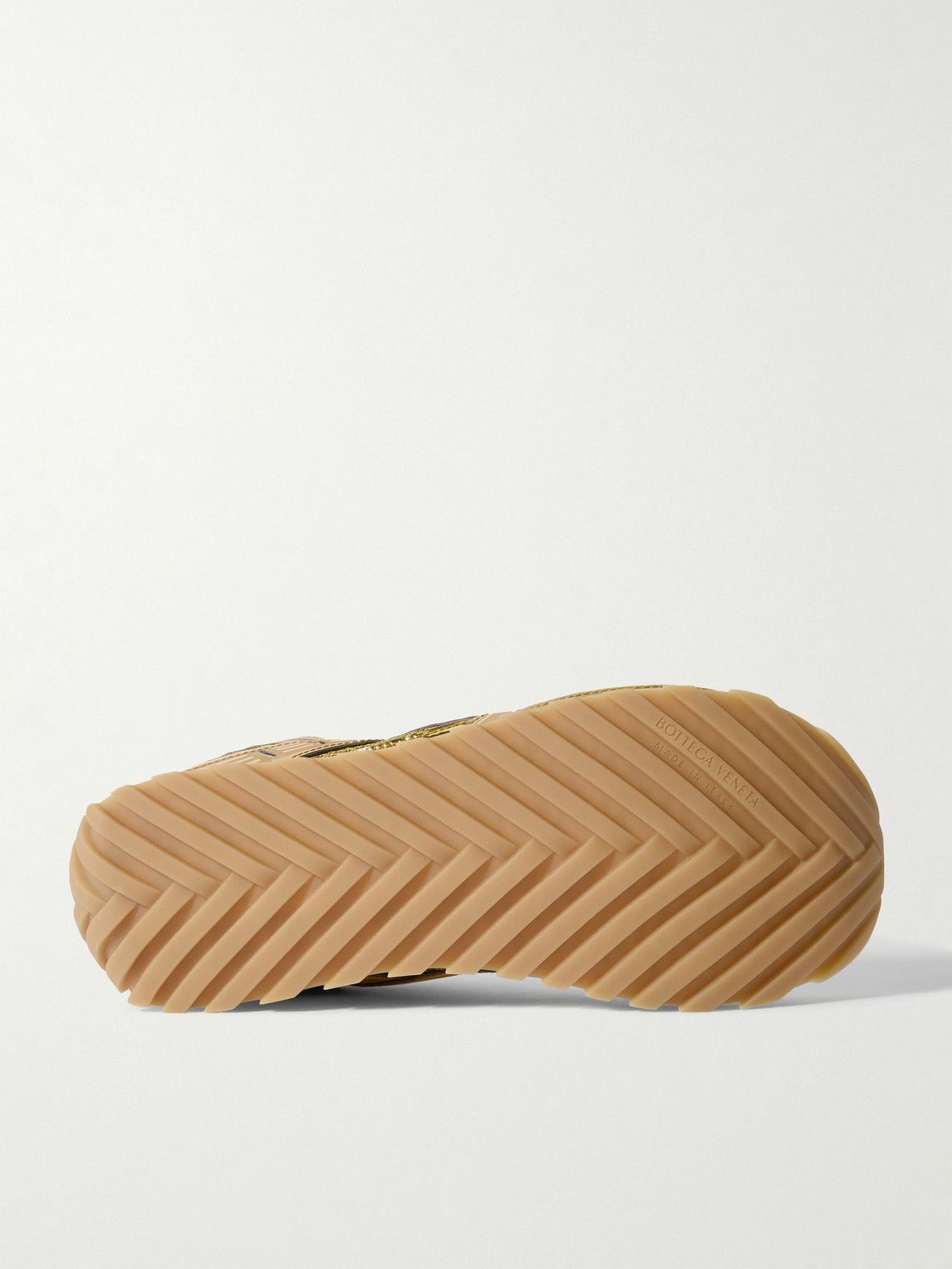 Bottega Veneta - Orbit Metallic Rubber and Mesh Sneakers - Gold