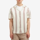 Drôle de Monsieur Men's Braided Print Vacation Shirt in Ecru