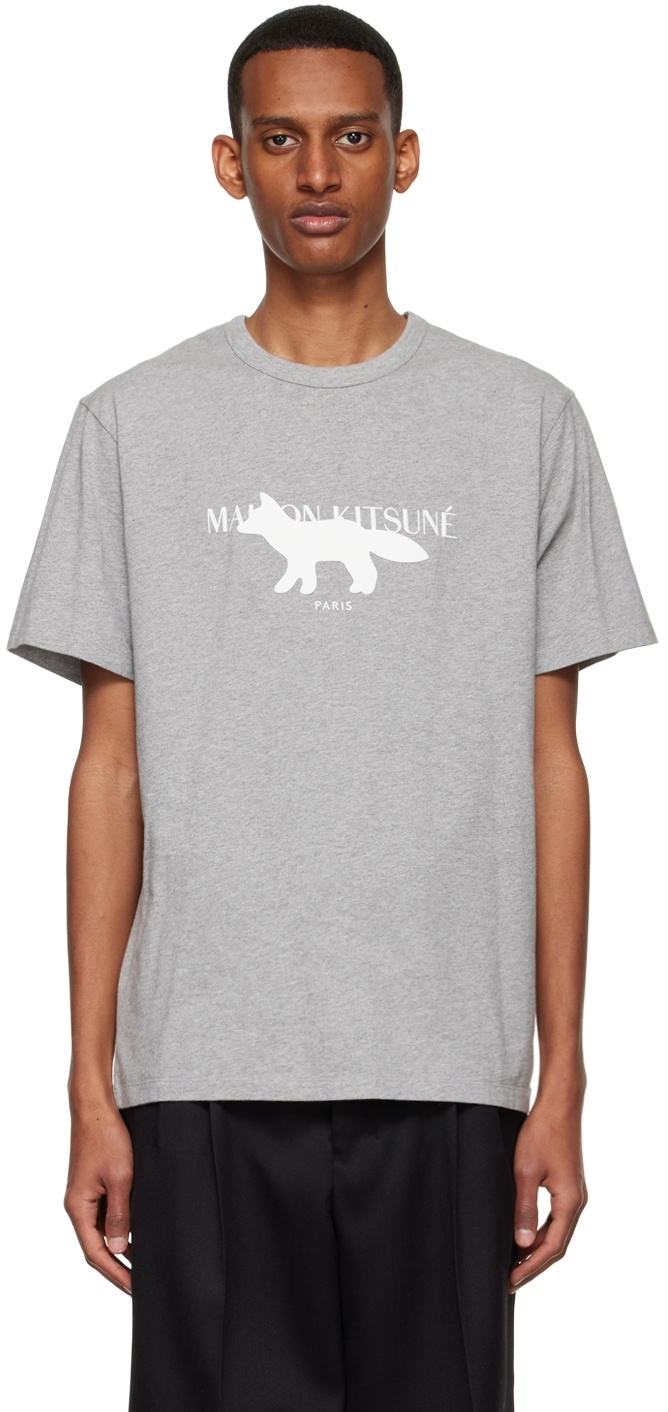 Maison kitsune grey fox short sleeve order shirt