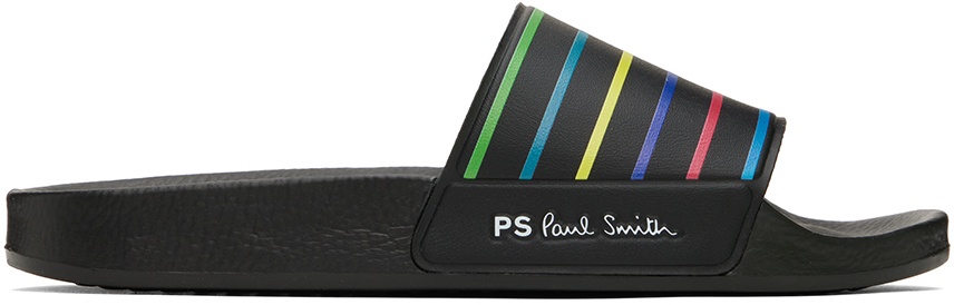 Photo: PS by Paul Smith Black Nyro Sports Stripe Slides