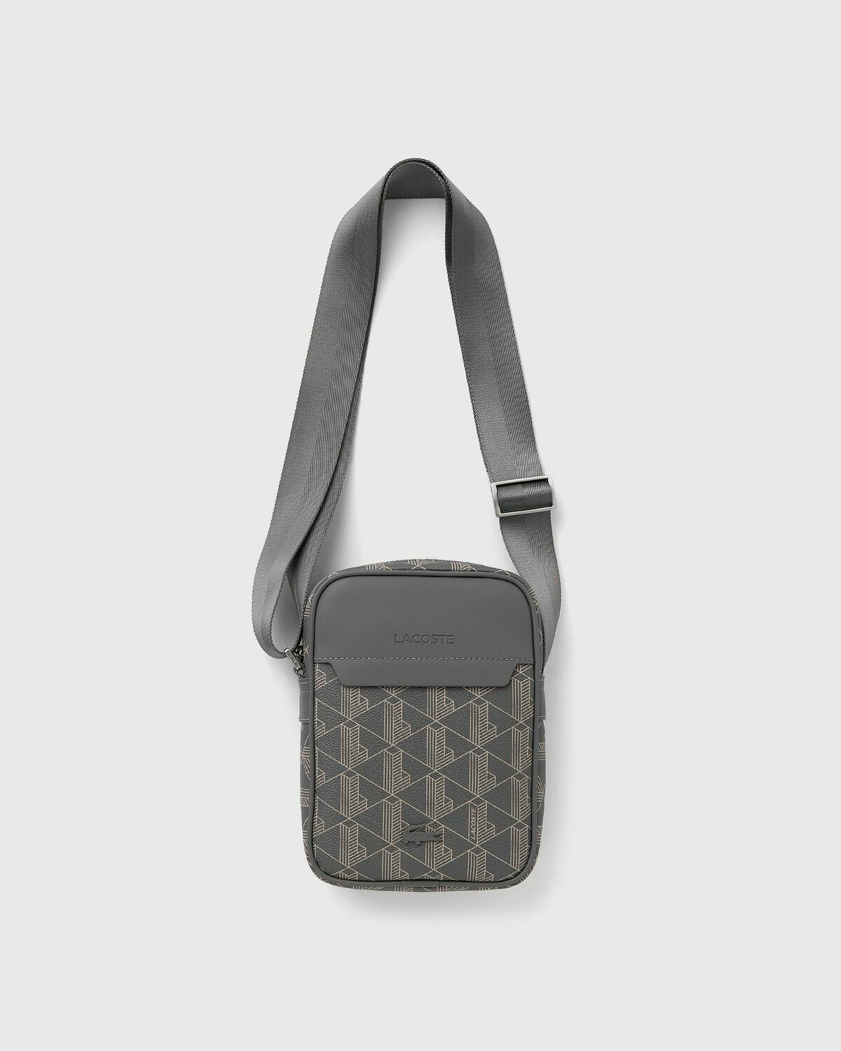 LACOSTE ショルダーバッグ グレー Lacoste VERTICAL CAMERA BAG Grey Mens Messenger & Crossbody Bag