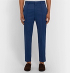 Hugo Boss - Blue Paco Cropped Slim-Fit Twill Trousers - Navy