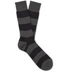 Mr P. - Striped Mélange Cotton-Blend Socks - Gray