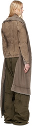 Masha Popova SSENSE Exclusive Brown Asymmetric Scarf Denim Jacket