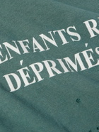Enfants Riches Déprimés - Distressed Logo-Print Cotton-Jersey T-Shirt - Green