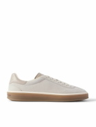 Loro Piana - Tennis Walk Leather-Trimmed Suede Sneakers - Gray