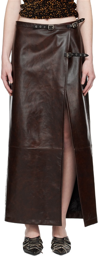 Photo: Acne Studios Brown Long Leather Maxi Skirt