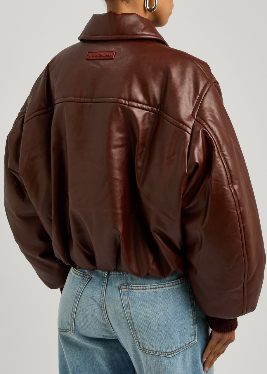 Acne Studios Padded Faux Leather Bomber Jacket Burgundy Acne Acne Studios Padded Faux Leather Bomber Jacket Burgundy Acne