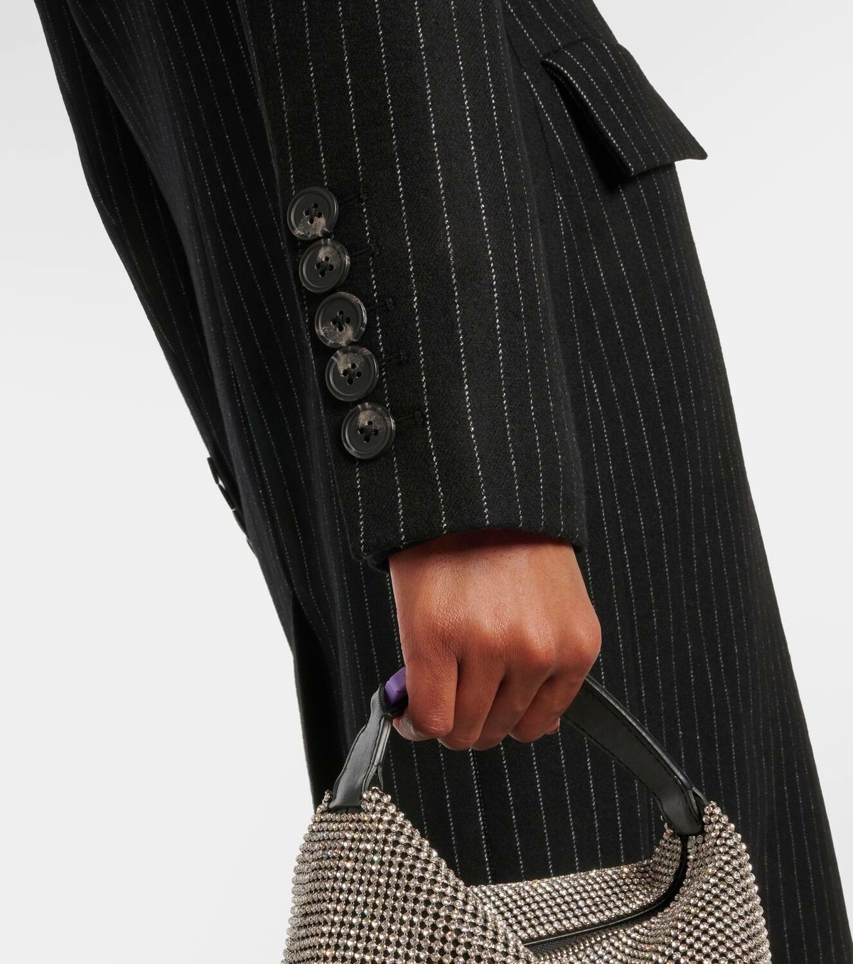 Alex Perry Pinstripe wool-blend coat