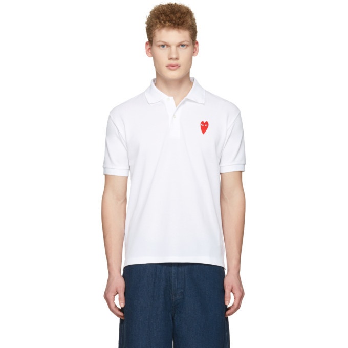 Photo: Comme des Garcons Play White Long Heart Patch Polo
