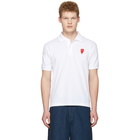 Comme des Garcons Play White Long Heart Patch Polo