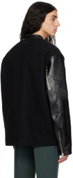 MM6 Maison Margiela Black Paneled Leather Jacket