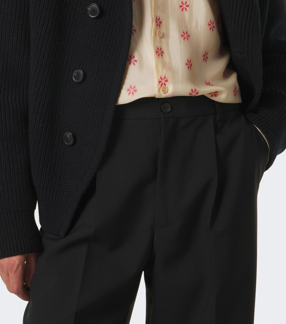 Dries Van Noten Pleated wool wide-leg pants