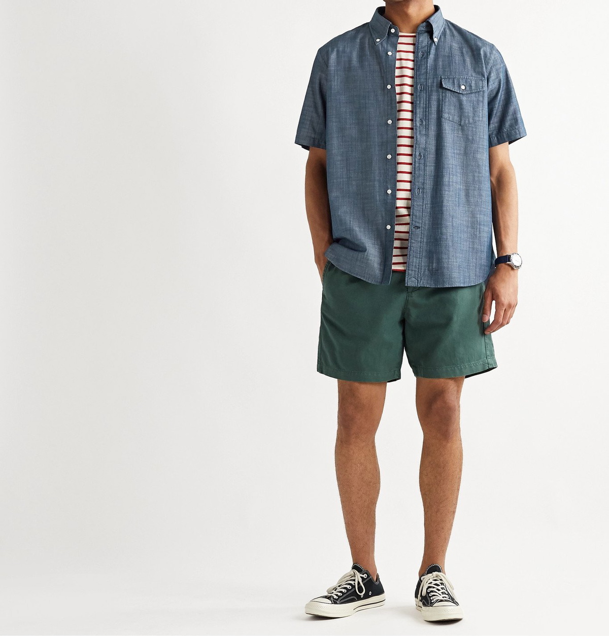 J.Press - Irving Button-Down Collar Cotton-Chambray Shirt - Blue