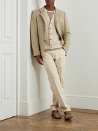Loro Piana - Elvo Striped Silk and Linen-Blend T-Shirt - Brown