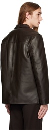 CMMN SWDN Brown Donny Leather Blazer