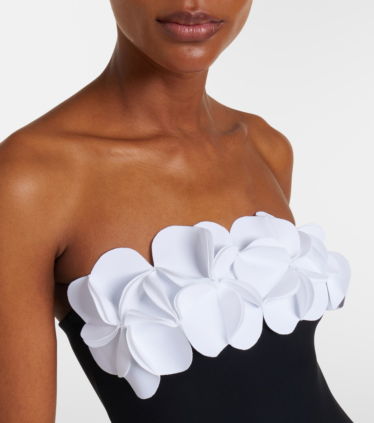 Karla Colletto Tess floral-appliqué bandeau swimsuit