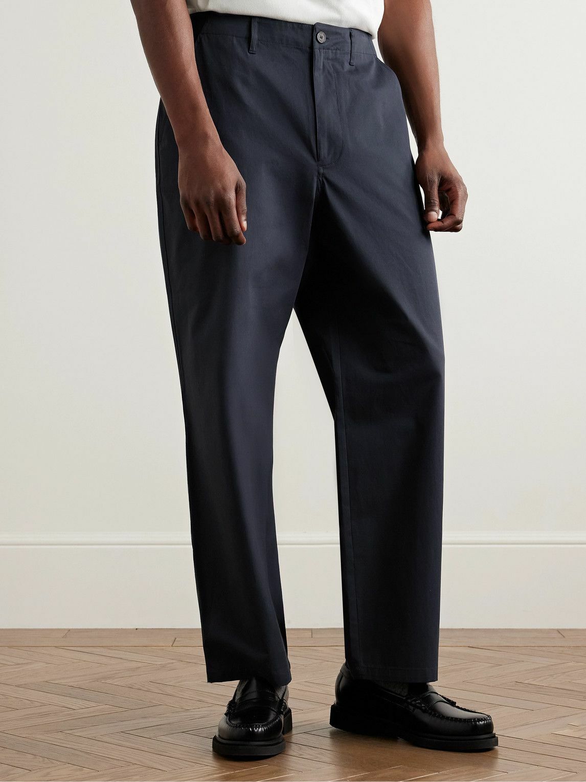 FRAME - Straight-Leg Cotton-Twill Trousers - Blue