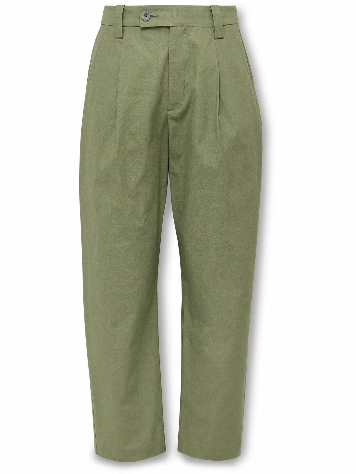 A.P.C. - Pieter Straight-Leg Pleated Cotton and Linen-Blend